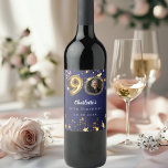 90th birthday navy blue gold stars photo wine label<br><div class="desc">90th Birthday Navy Blue & Gold Stars Custom Photo Wine Label Celebrate 90 in sparkling style! This elegant uneven colored navy blue wine label with faux gold stars is the perfect personalized touch for your milestone celebration. Featuring space for your custom photo, name, and party details, it turns any bottle...</div>