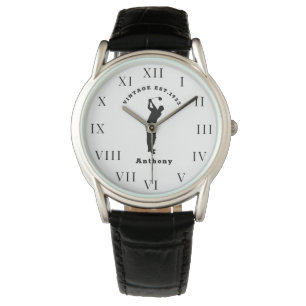 90th Birthday Ninety Black Vintage Funny Golfer Watch