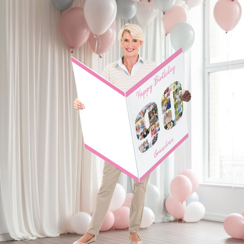 90th Birthday Number 90 Collage Pink Grandma Giant