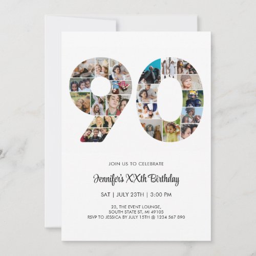 90th Birthday Number 90 Custom Photo Collage