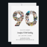 90th Birthday Number 90 Custom Photo Collage Invitation<br><div class="desc">Mark ninety years of wonderful memories and adventures with this captivating 90th Birthday Number Photo Collage. This customizable template is the perfect blend of creativity and sentiment, allowing you to create a truly memorable gift for your loved one's special day. Capture the essence of incredible years in a single masterpiece...</div>