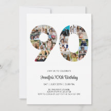 90th Birthday Number 90 Custom Photo Collage