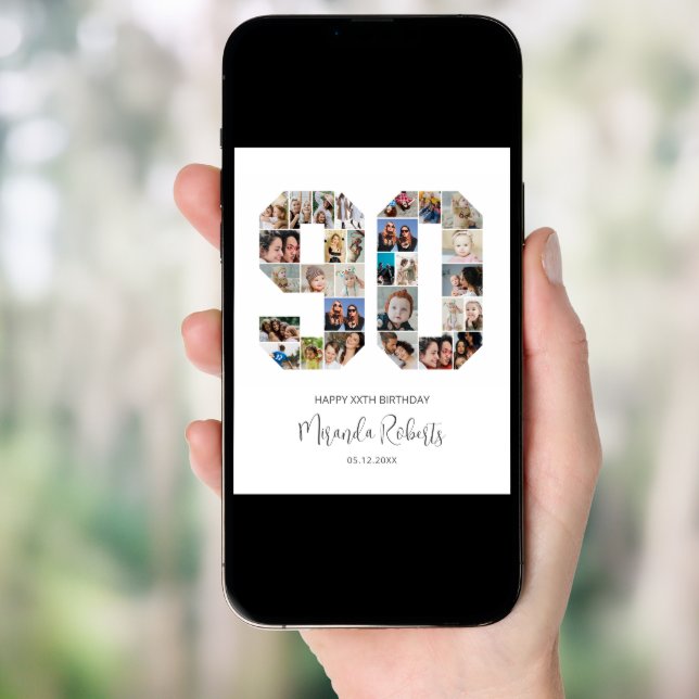 90th Birthday Number 90 Custom Photo Collage Poste Poster (Front Digital)