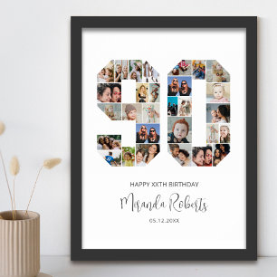 90th Birthday Number 90 Custom Photo Collage Poste Poster