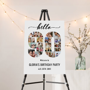 90th Birthday Number 90 Custom Photo Collage White Foam Board