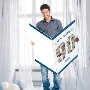 90th Birthday Number 90 Cutout Photo Collage Giant Card
