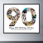 90th Birthday Number 90 Photo Collage Anniversary Poster<br><div class="desc">Mark ninety years of wonderful memories and adventures with this captivating 90th Birthday Number Photo Collage. This customizable template is the perfect blend of creativity and sentiment, allowing you to create a truly memorable gift for your loved one's special day. Capture the essence of ten incredible years in a single...</div>