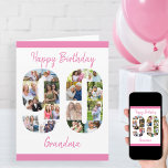 90th Birthday Number 90 Photo Collage Big Custom Card<br><div class="desc">Create your own 90th Birthday Card with a unique photo collage. This big birthday card has a big number 90 cutout filled with your favorite family photos and it can be personalized for grandma, nana or with a name. The template is set up for you to edit the messages inside...</div>
