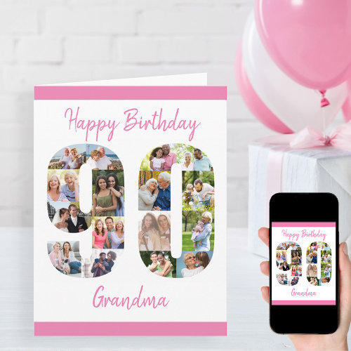 90th Birthday Number 90 Photo Collage Big Custom