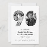 90th Birthday Number 90 Photo Collage Black White Invitation<br><div class="desc">Mark ninety years of wonderful memories and adventures with this captivating 90th Birthday Number Photo Collage. This customizable template is the perfect blend of creativity and sentiment, allowing you to create a truly memorable gift for your loved one's special day. Capture the essence of incredible years in a single masterpiece...</div>