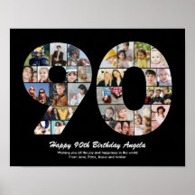 90th Birthday Number 90 Photo Collage Gift