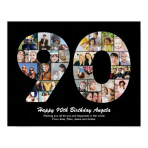90th Birthday Number 90 Photo Collage Gift Poster
