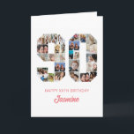 90th Birthday Number 90 Photo Collage Personalized Card<br><div class="desc">Celebrate momentous 90th Birthday with this cute card. It's a personalized photo collage birthday card that allows you to create a truly unique and memorable design. This customizable template lets you insert your own cherished photos, capturing the precious moments throughout the year. This custom card is perfect for commemorating your...</div>