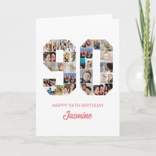 90th Birthday Number 90 Photo Collage Personalized Card