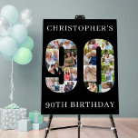 90th Birthday Number 90 Photo Collage Personalized Foam Board<br><div class="desc">90th Birthday Party easel sign - perfect to welcome guests, provide a photo prop and create a fun "do you remember when .. ?" talking point. The photo template is set up for you to upload your pictures to form the number 90. The template uses a mix of square, portrait...</div>