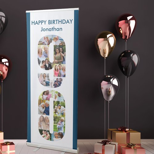 90th Birthday Number 90 Photo Collage Retractable Banner