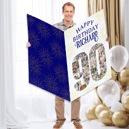 90th Birthday Number with 90 Photos Jumbo Birthday Card