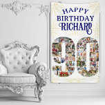 90th Birthday Number with 90 Photos Party Banner<br><div class="desc">90th Birthday Party Banner personalized with the birthday person's name and up to 90 of your favorite photos. This celebration welcome sign features the number 90 filled with 90 pictures and framed with gold fireworks / stars / sunbursts. It is lettered with ornate typography and you are welcome to edit...</div>