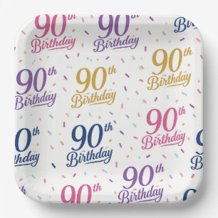 90th Birthday Paper Plates, Ninetieth Party Plates