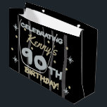 90th Birthday Party Add Your Name Large Gift Bag<br><div class="desc">Celebrate a milestone birthday with these customizable birthday party supplies!</div>