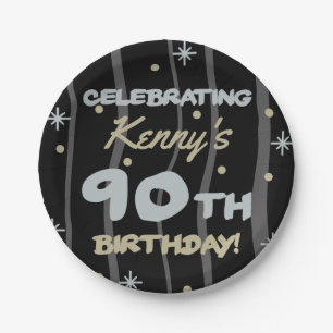90th Birthday Party Add Your Name Paper Plates