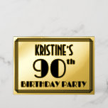 [ Thumbnail: 90th Birthday Party — Art Deco Look “90” + Name Invitation ]