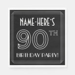 [ Thumbnail: 90th Birthday Party: Art Deco Style + Custom Name Napkins ]