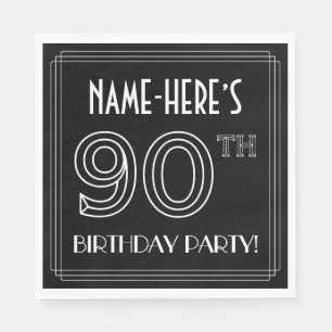 90th Birthday Party: Art Deco Style + Custom Name Napkins