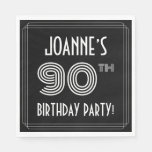 [ Thumbnail: 90th Birthday Party: Art Deco Style + Custom Name Napkins ]