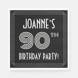 90th Birthday Party: Art Deco Style + Custom Name Napkins