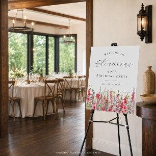 90th Birthday Party August Birth Flower Welcome Foam Board