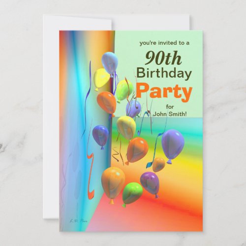 90th Birthday Party Balloon Wall Invitation