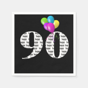 90th birthday party balloons napkins