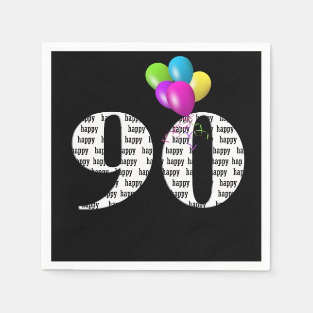 90th birthday party balloons napkins (Front)
