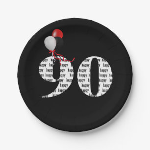 90th birthday party balloons paper plates