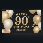 90th Birthday Party Black and Gold Balloons Banner<br><div class="desc">90th Birthday Party Black and Gold Balloons and Confetti Banner. For further customization,  please click the "Customize it" button and use our design tool to modify this template.</div>