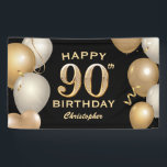 90th Birthday Party Black and Gold Balloons Banner<br><div class="desc">90th Birthday Party Black and Gold Balloons and Confetti Banner. For further customization,  please click the "Customize it" button and use our design tool to modify this template.</div>