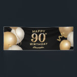 90th Birthday Party Black and Gold Balloons Banner<br><div class="desc">90th Birthday Party Black and Gold Balloons and Confetti Banner. For further customization,  please click the "Customize it" button and use our design tool to modify this template.</div>