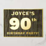 [ Thumbnail: 90th Birthday Party: Bold, Faux Wood Grain Pattern Invitation ]
