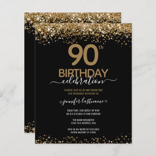 90th Birthday Party Budget Invitation