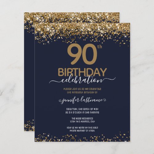 90th Birthday Party Budget Invitation