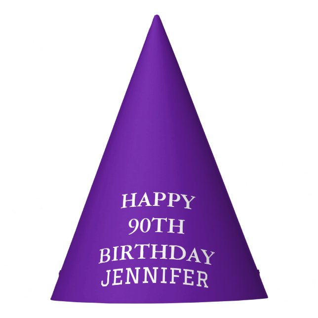 90th Birthday Party Celebration Purple Adult Hat (Front)