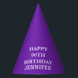 90th Birthday Party Celebration Purple Adult Party Hat<br><div class="desc">Purple and white,  modern,  celebration,  90th Birthday party hats.</div>