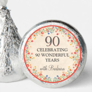 90th Birthday Party Chocolates Floral Custom Hershey®'s Kisses®