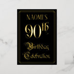 [ Thumbnail: 90th Birthday Party — Fancy Script & Custom Name Invitation ]
