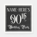 [ Thumbnail: 90th Birthday Party — Fancy Script + Custom Name Napkins ]