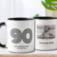 90th Birthday Party Favor Vintage Year Mug