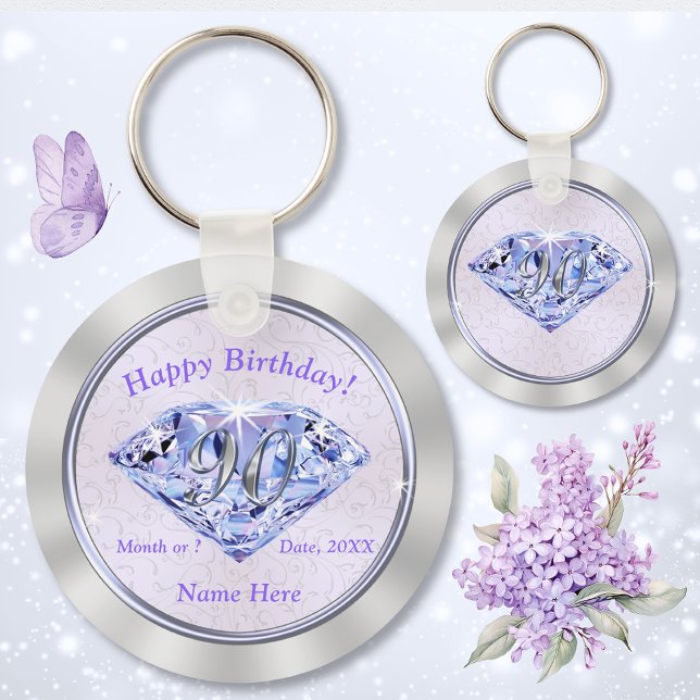 90th Birthday Party Favors PERSONALIZED for Her Keychain (90th birthday party favors. 90th birthday ideas for her. 90th birthday souvenirs. 90th birthday.)