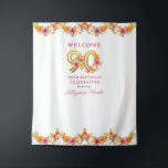 90th Birthday Party Floral Gold Number 90 Backdrop<br><div class="desc">90th birthday party backdrop with gold number 90 decorated with pretty flowers. Feminine and elegant design with watercolor floral arrangements in shades of pink yellow orange and purple. Perfect for 90th birthday celebration,  spring or summer birthday lunch,  garden tea party etc.</div>