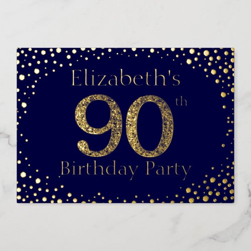 90th Birthday Party Foil Invitation